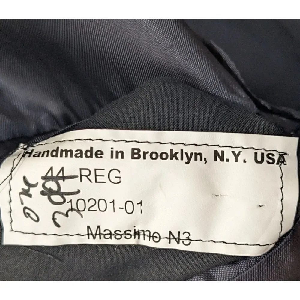 Massimo Bizzocchi Handmade Men's Three Button Black Blazer Size 44R